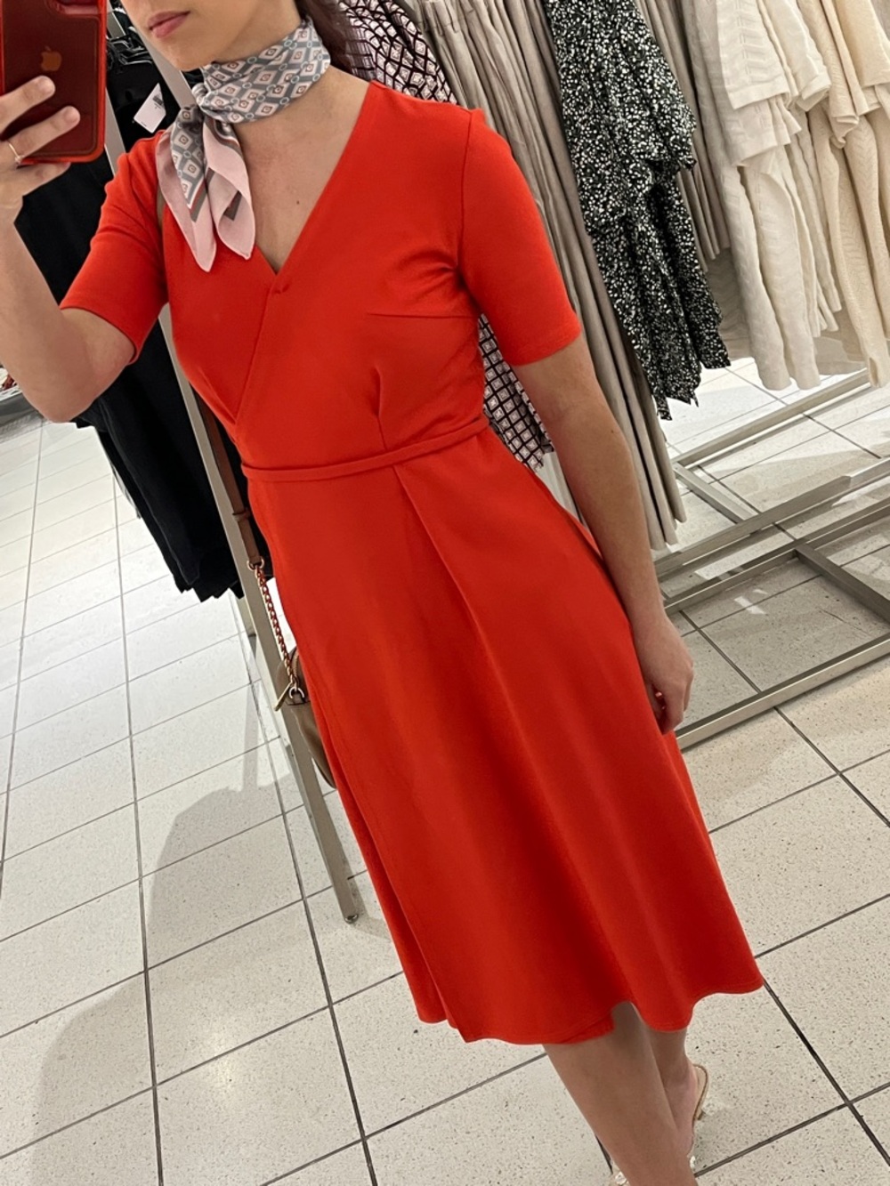 Retro Orange Wrap Dress